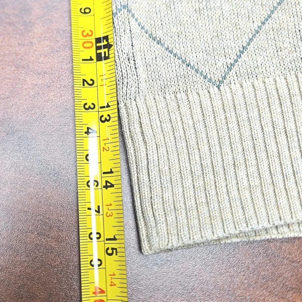 Greg‎ Norman Argyle Cotton Sweater Polo Mens M Beige Golf Old Money Preppy